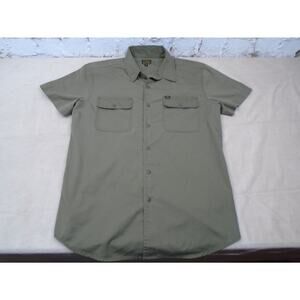 OBEY Mens Army Military Olive Green Short Sleeve Button Front Shirt Medium